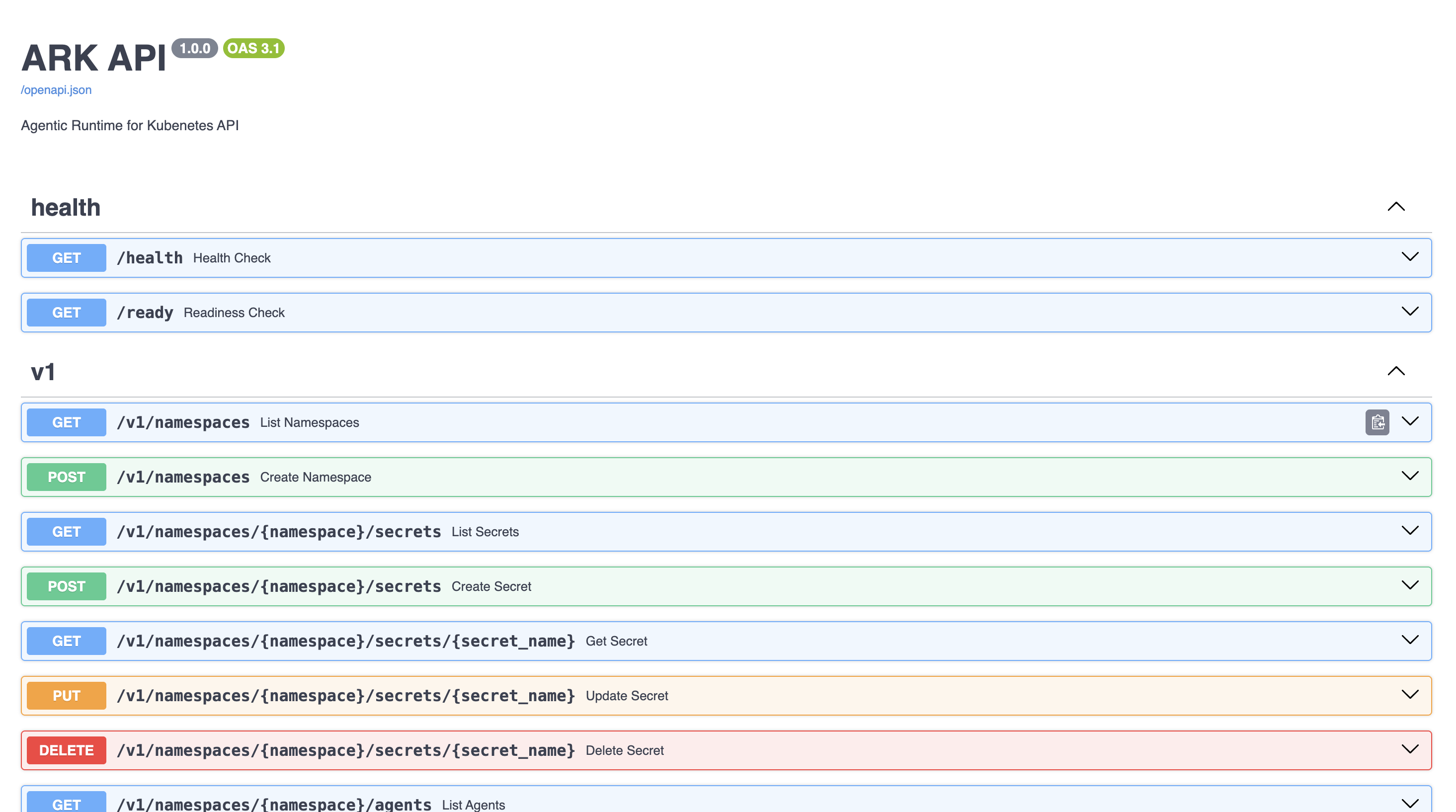 Ark API Swagger UI