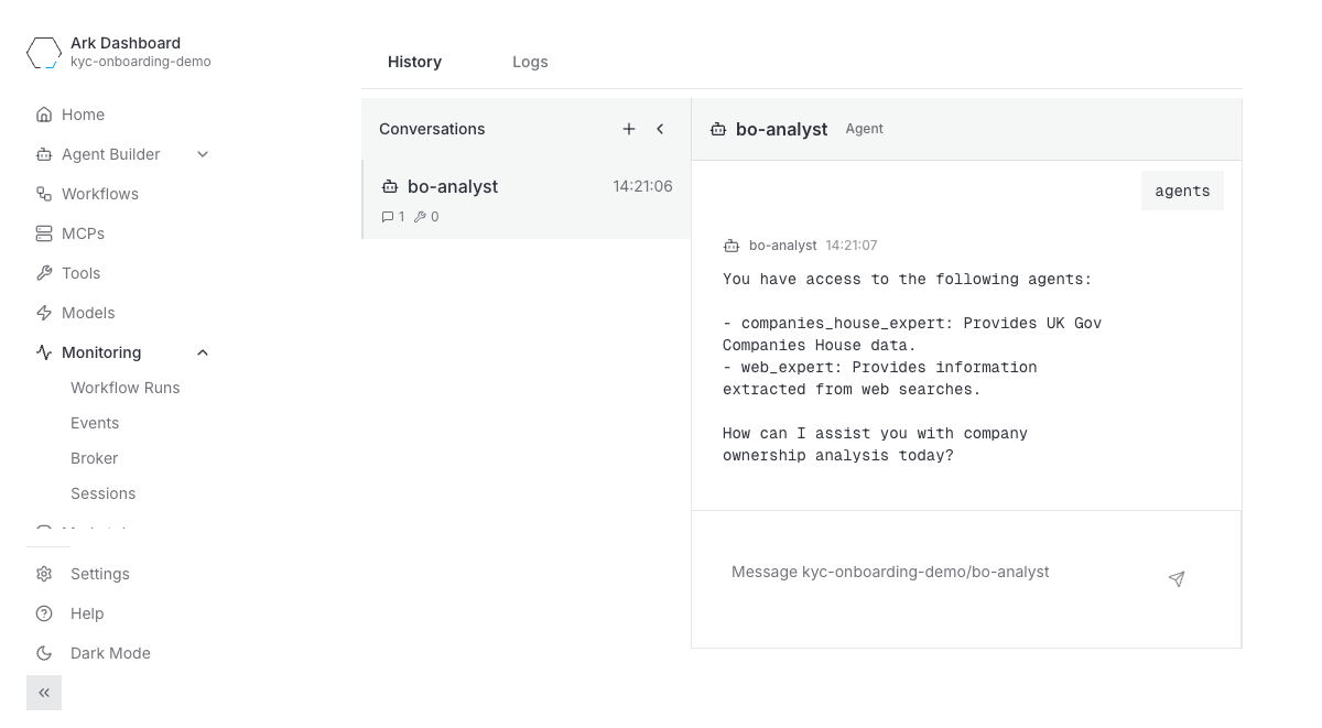 Dashboard session conversation replay