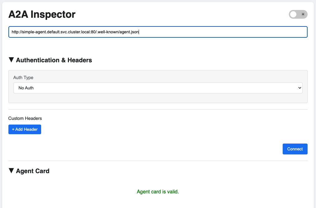 A2a Inspector interface