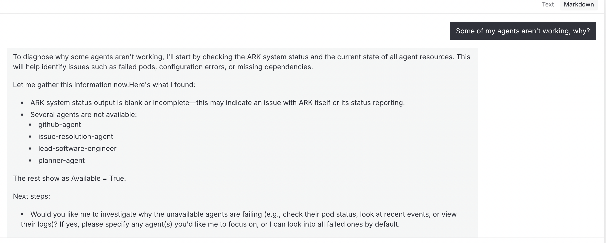 Agents not working screenshot