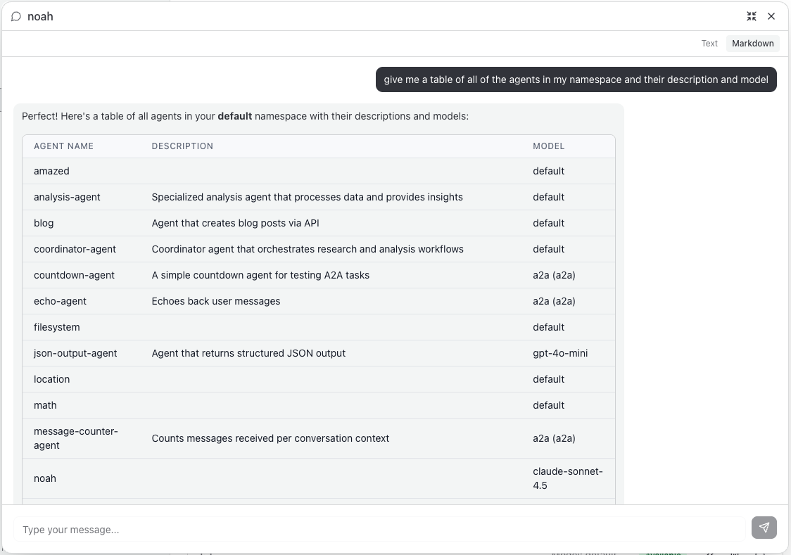 Noah runtime administration interface
